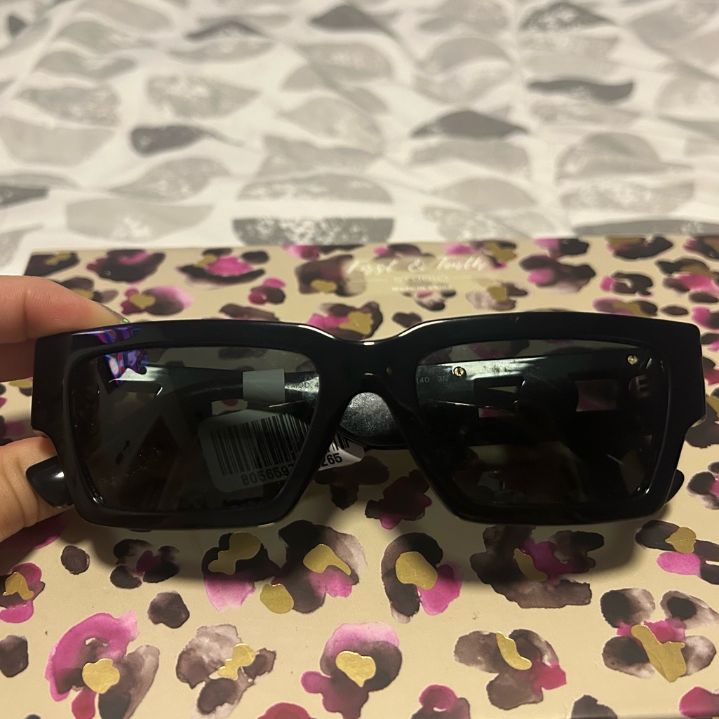 Versace Black Rectangular Women's Sunglasses With Dark Lenses